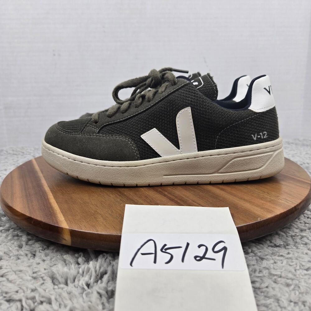 Veja Womens 7 V-12 Vegan B-Mesh Olive Green White Lace Up Casual Daily Sneaker